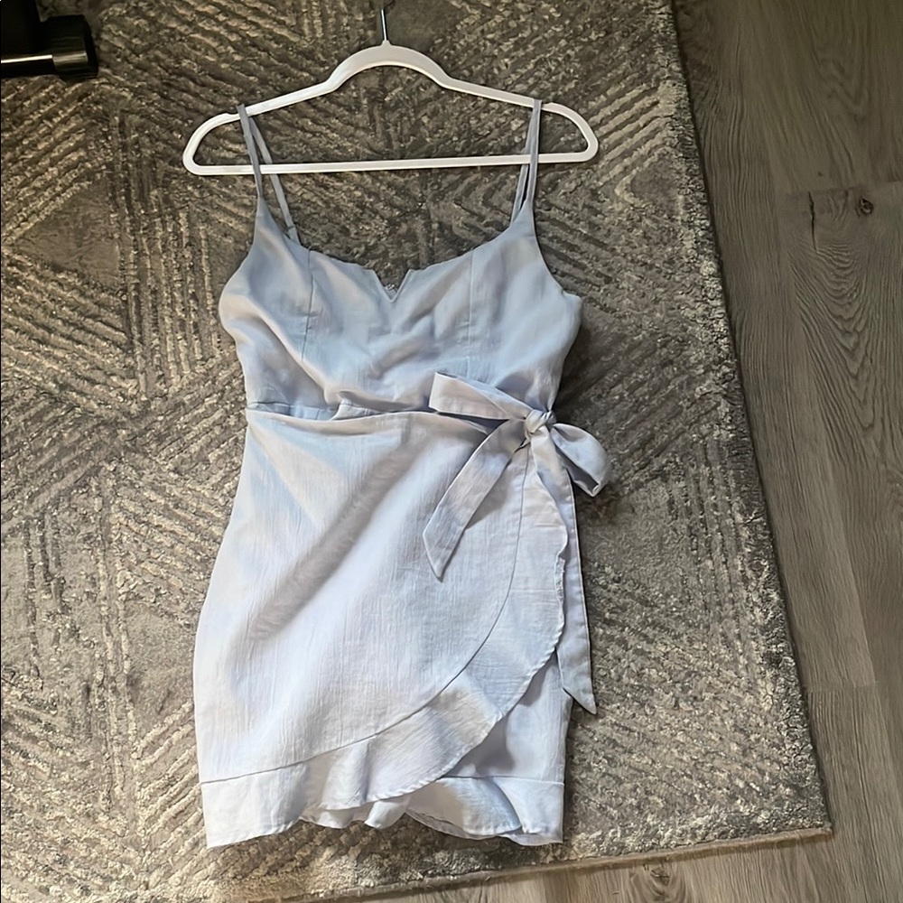 Lulu's Blue Ruffled Wrap Dress